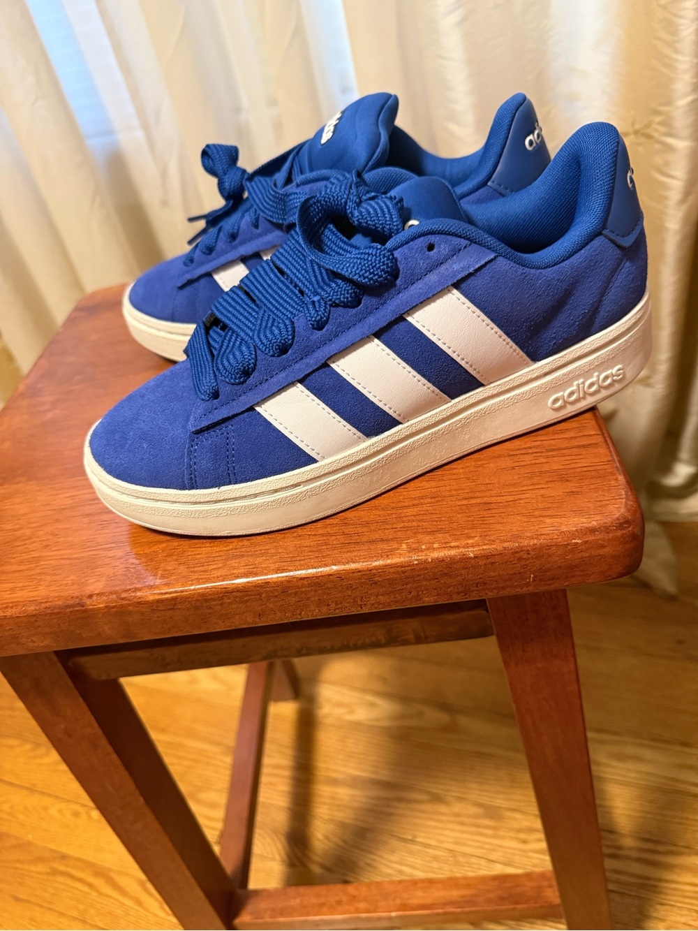 adidas Royal Blue Suede Sneakers with White Stripes - Picture 2 of 7